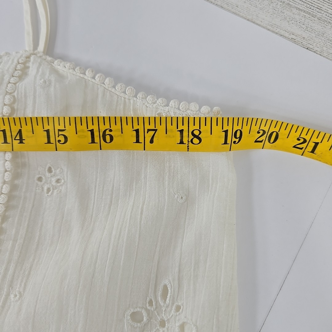 AERIE White Eyelet Embroidered Tiered Sundress SZ M Cotton Lace Trim Boho Summer