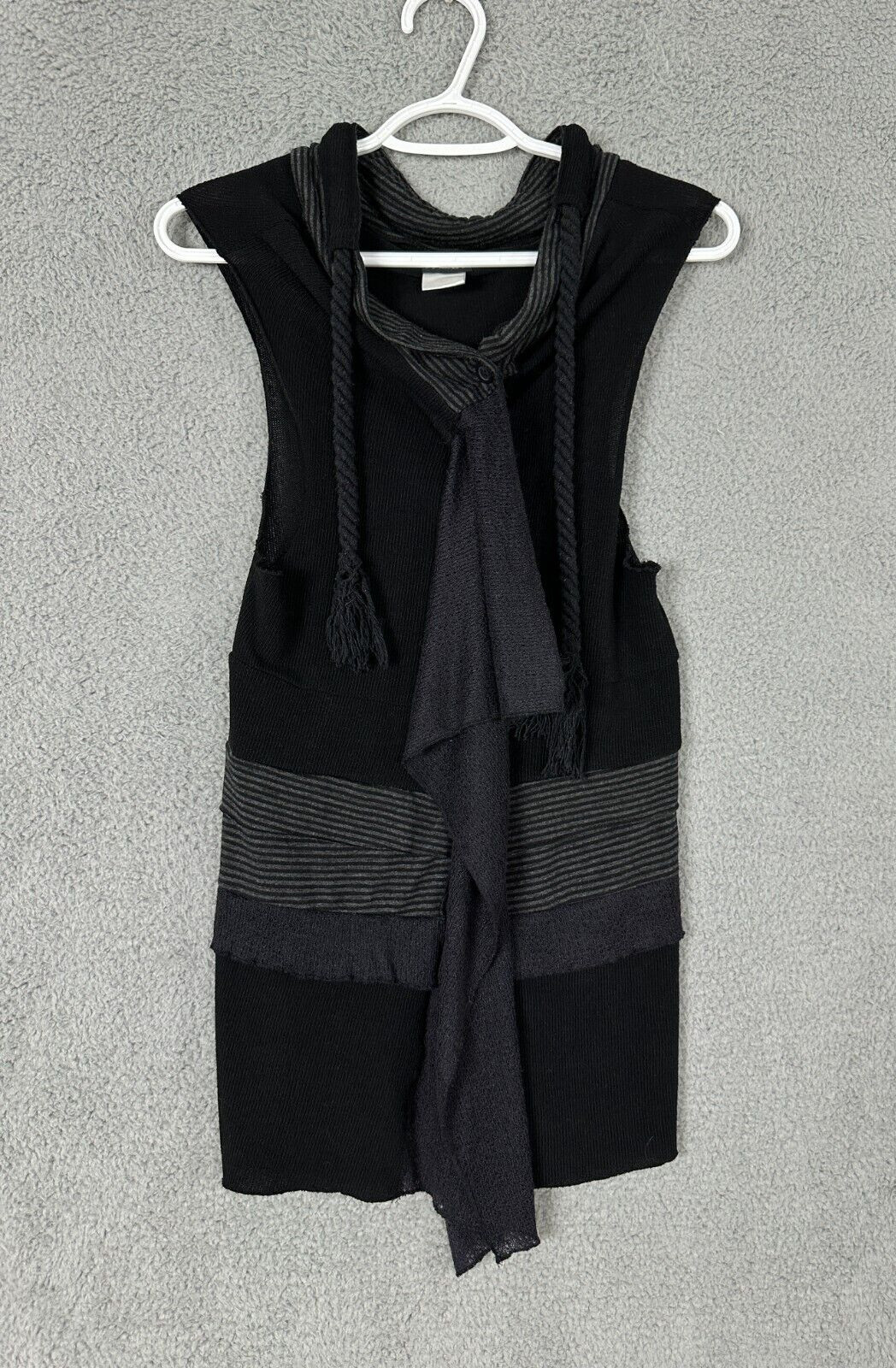 daytrip tank dress teens medium black sleeveless blanket striped tasseled