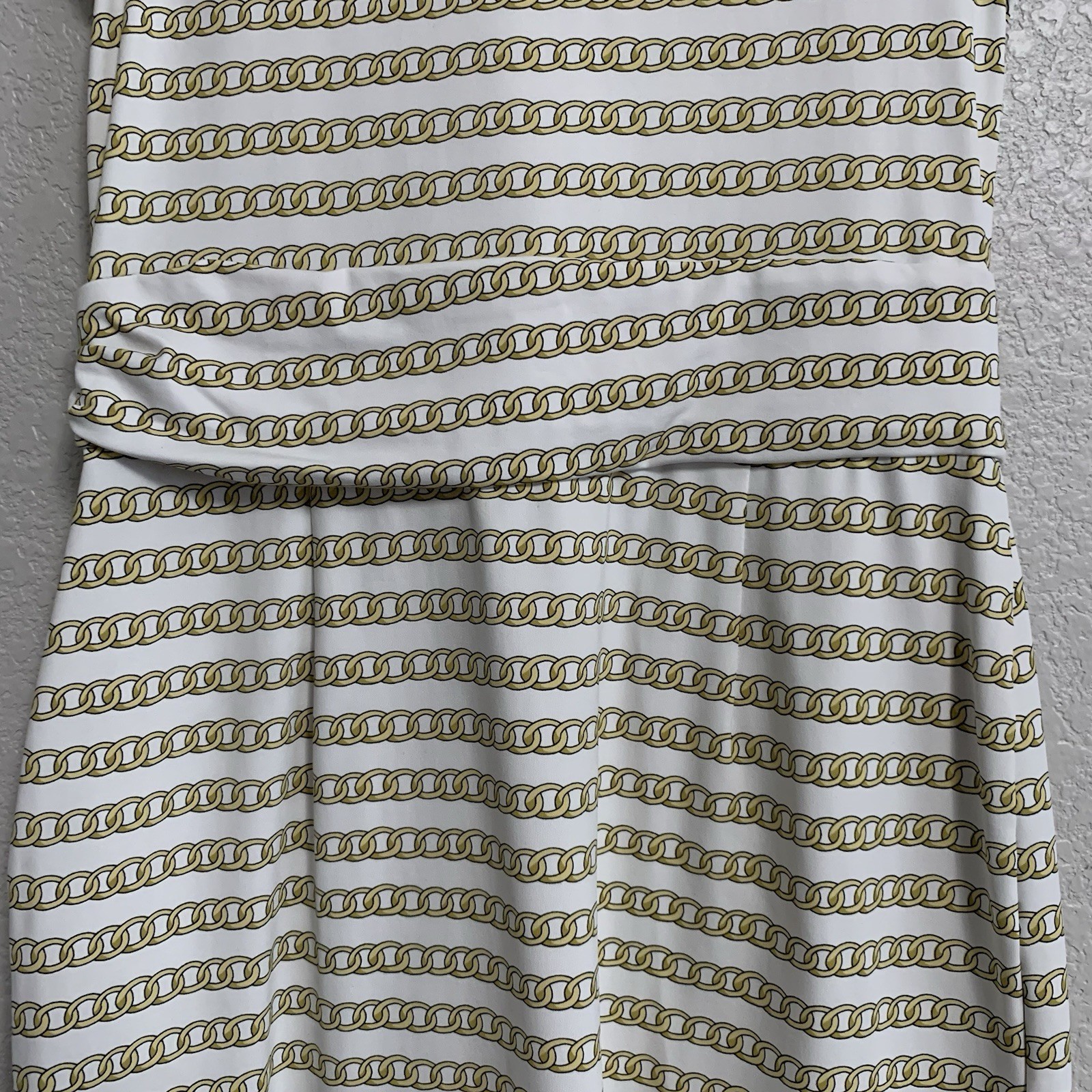 J McLaughlin Dress Womens M Brea Catalina Cloth Faux Wrap Gold Optic Link Preppy