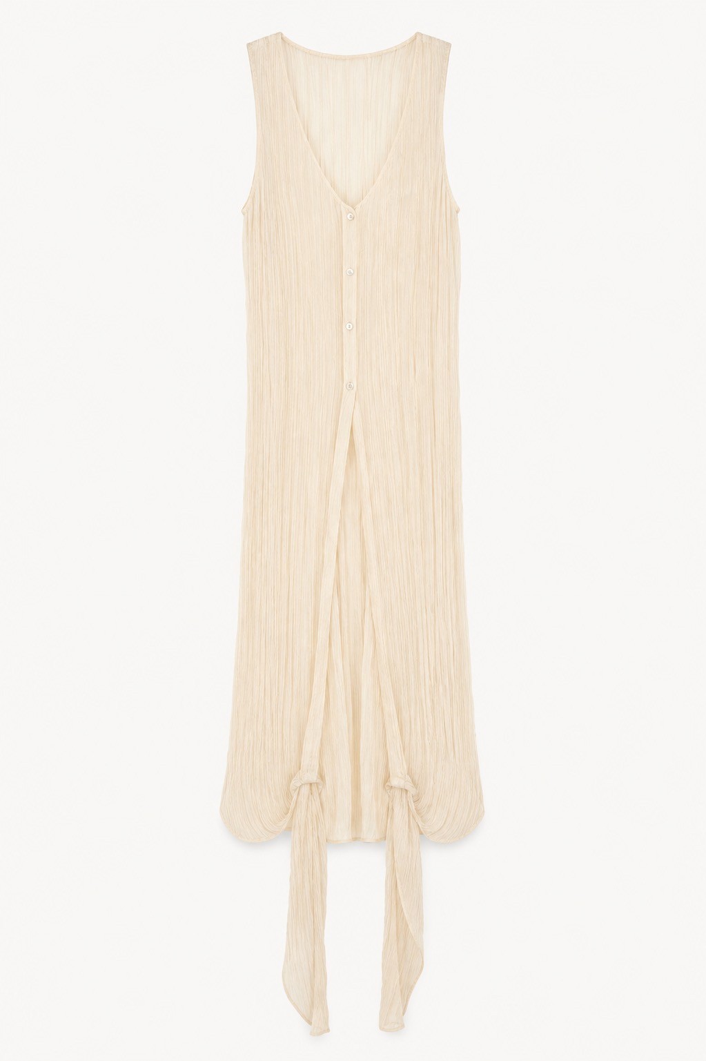 Massimo Dutti Limited Edition SS25 Pleated Maxi Dress Tunic Vanilla Size S EUC