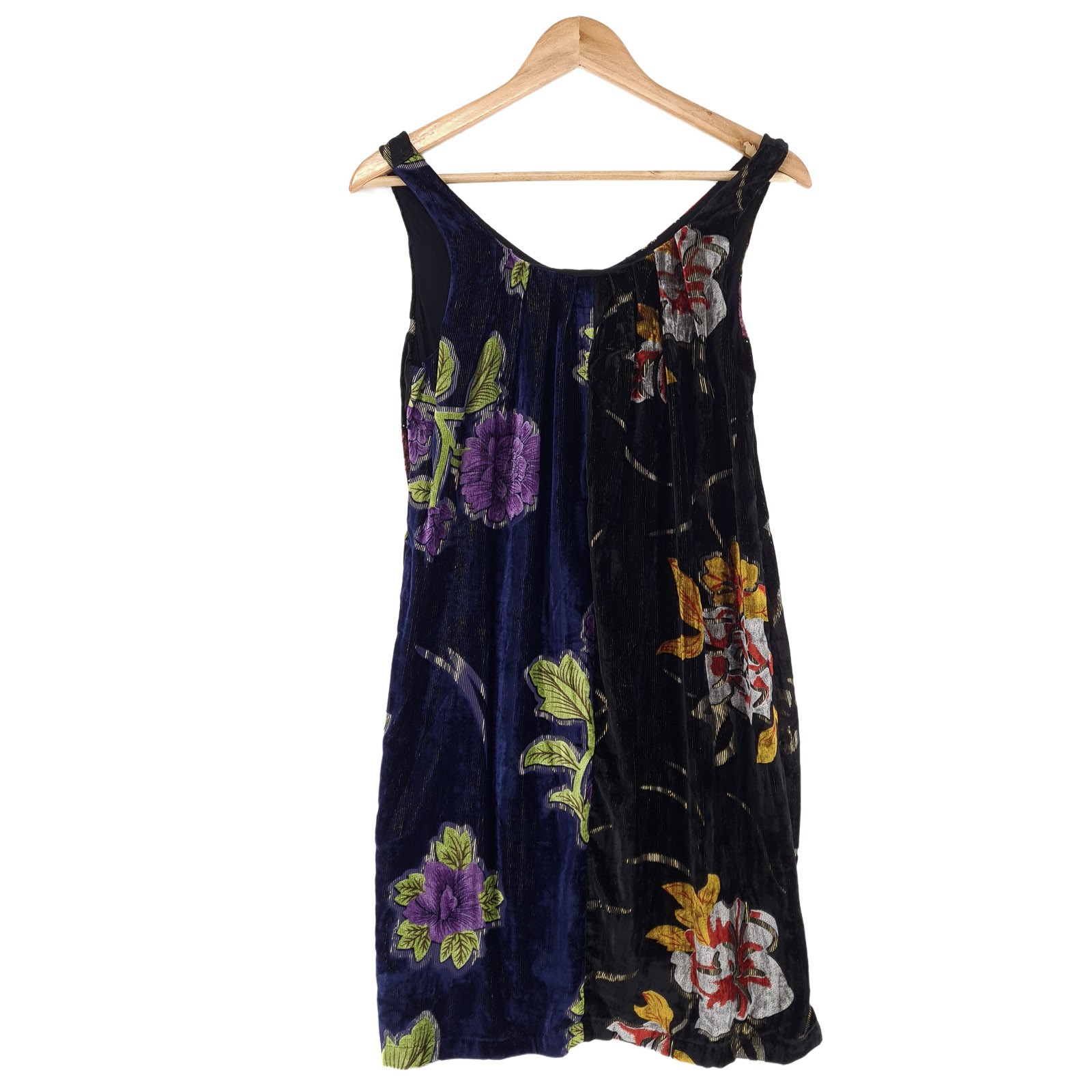 Desigual Shift Dress Black Floral Print Sleeveless Chiffon Size 38
