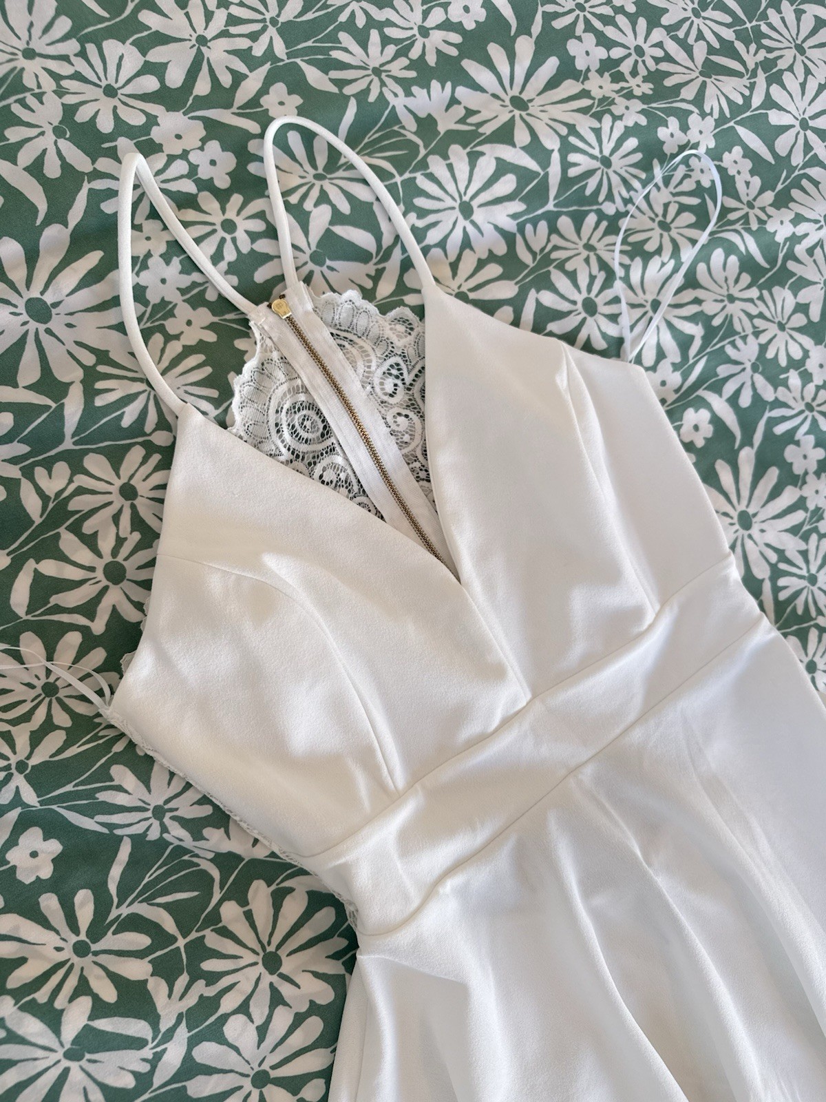 Charlotte Russe White Satin High Low Dress Lace Back Bridal Prom Size M