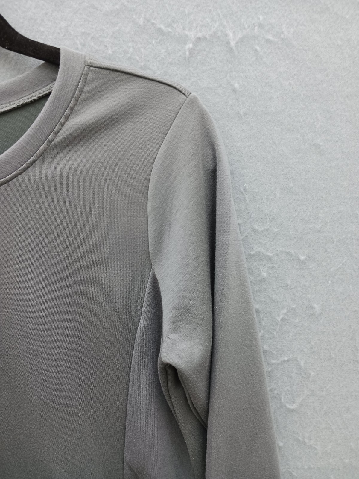 Unknown Women Tunic Gray Cotton Blend Long Sleeve Crew Neck Front Zip Pockets