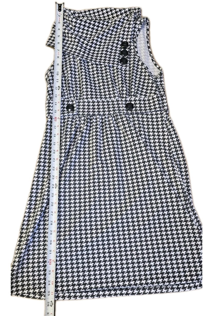 no tags Black And White Sleeveless Houndstooth Dress Pull Over Stretch Size S