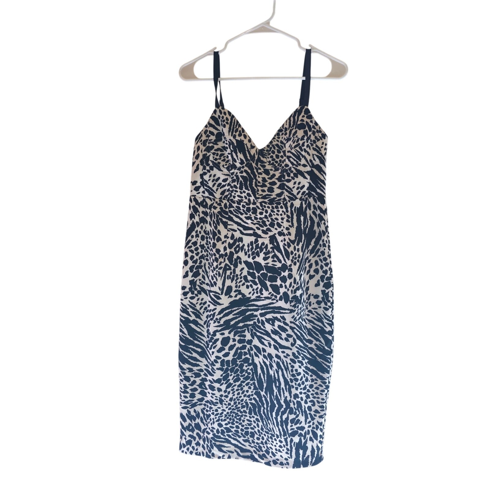 Sergio Hudson Target Midi Dress S Womens Black White Back Zip V Neck