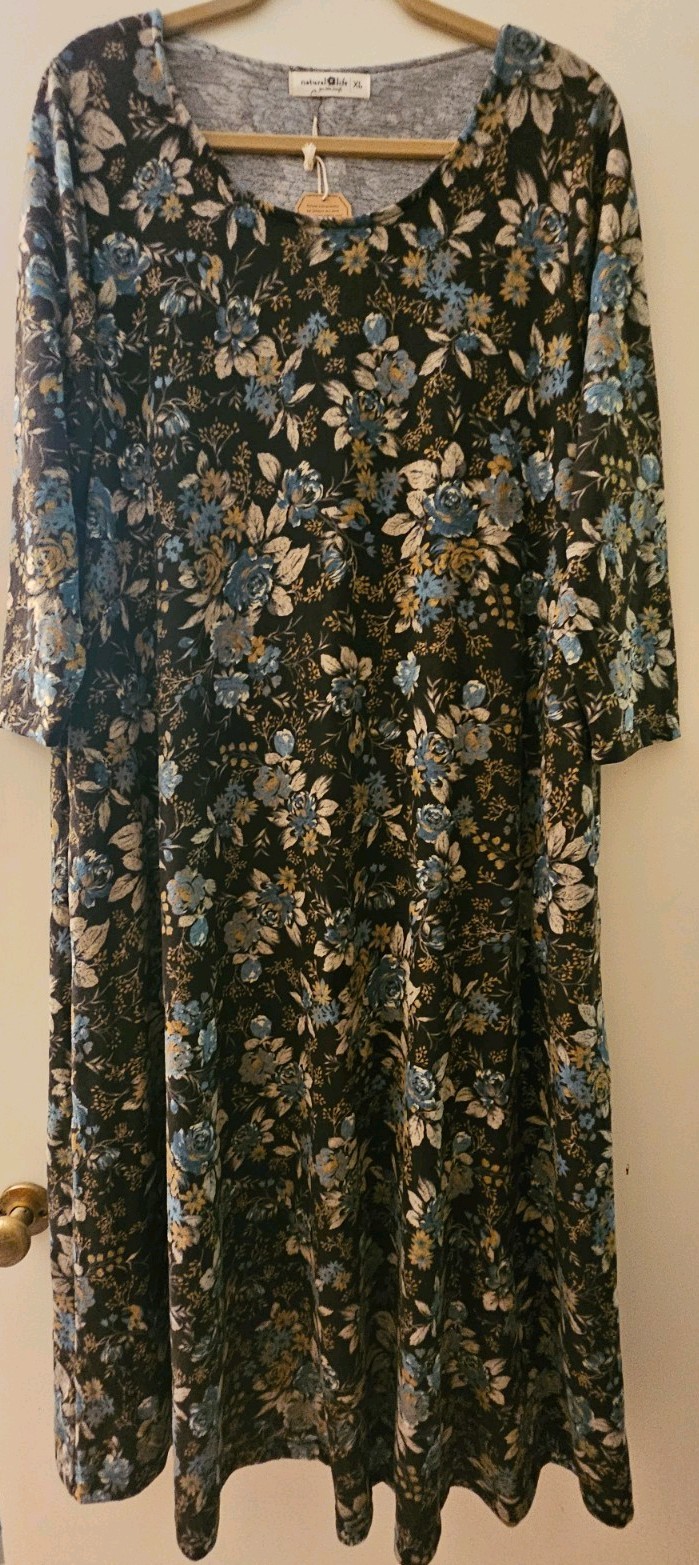 NATURAL LIFE Lottie Knit Floral Maxi Dress Sz XL NEW W/TAGS Pockets Soft Flowy