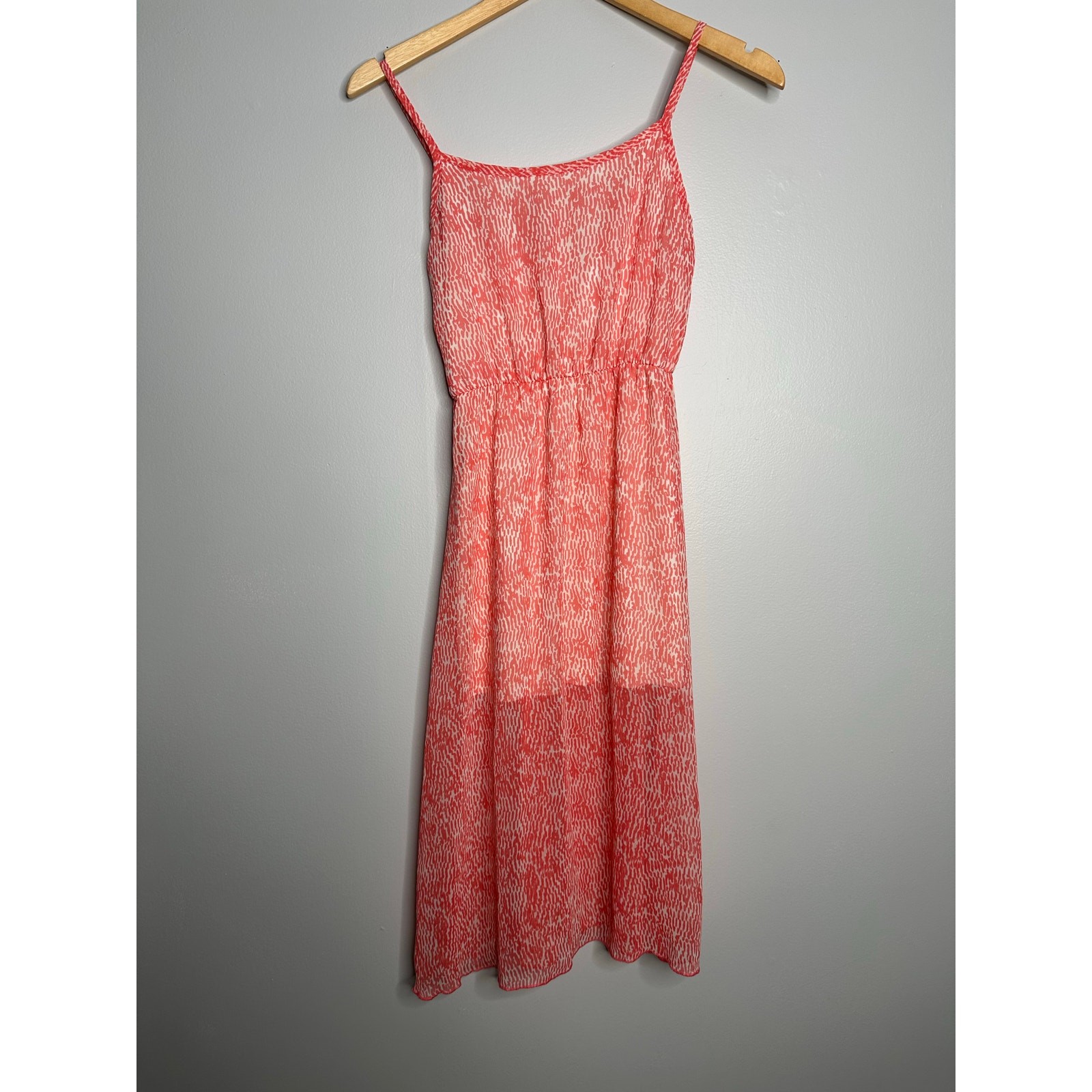 Vintage Havana Midi Dress Womens Large Coral Pink EUC Flowy High-Low Boho Summer