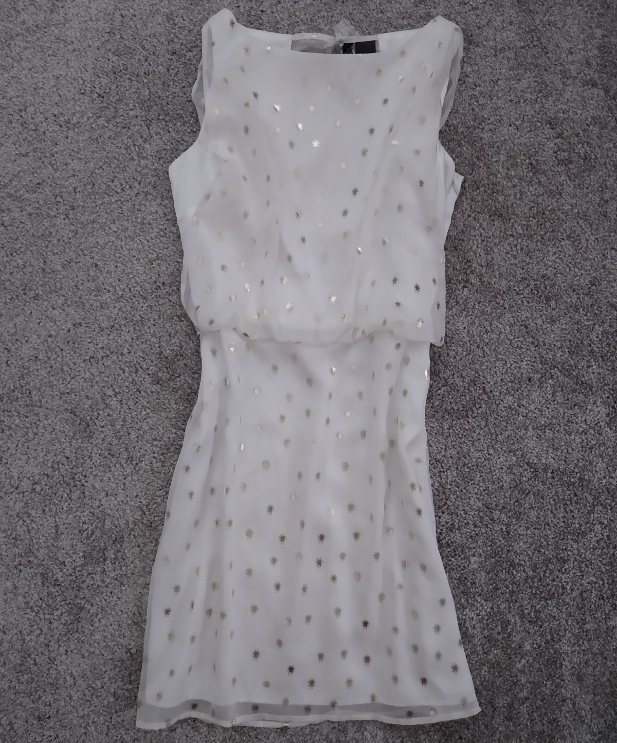 Bisou Bisou White Metallic Gold Stars Celestial Galaxy Slip Dress NWT Size S