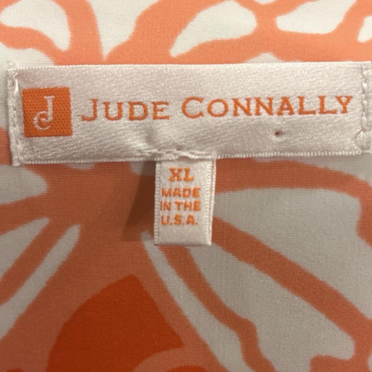Jude Connally Orange White Floral V-Neck 3/4 Bell Sleeve Shift Dress XL