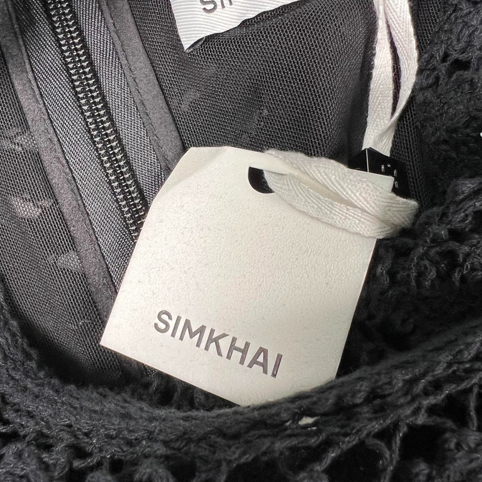 NWT Simkhai McCall Cage Dress Crochet Mini Dress Sz 4 Long Sleeve Black $845