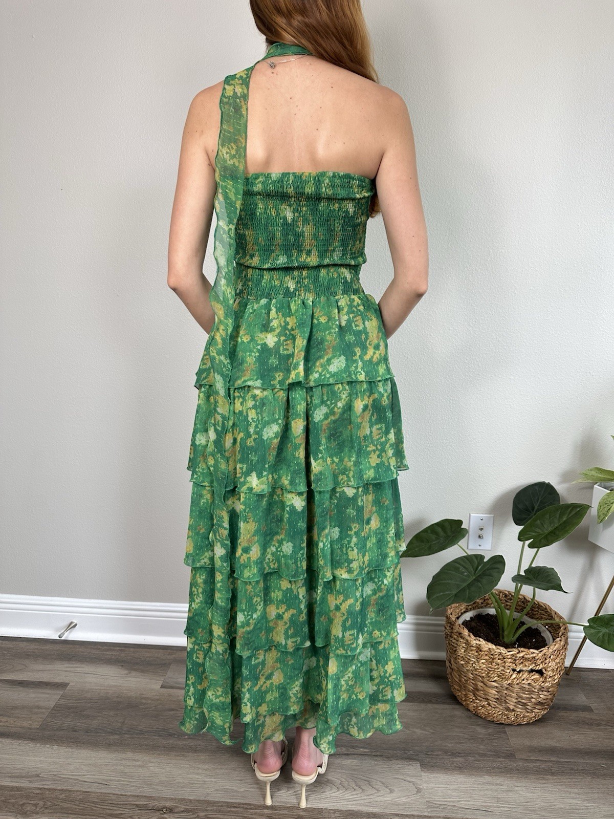 Like My Choice Ruffled Women Size Large Green Dress