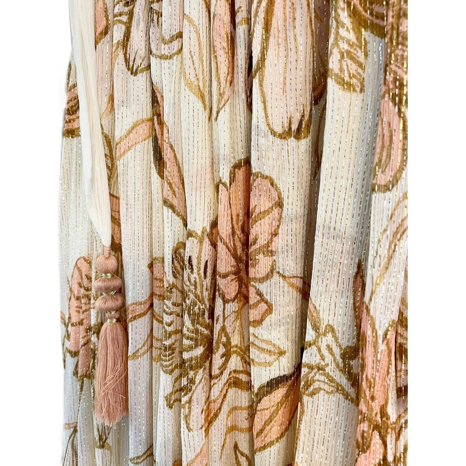Free People Bare It All Metallic Lurex Floral Maxi Dress L Open Back OB1154918