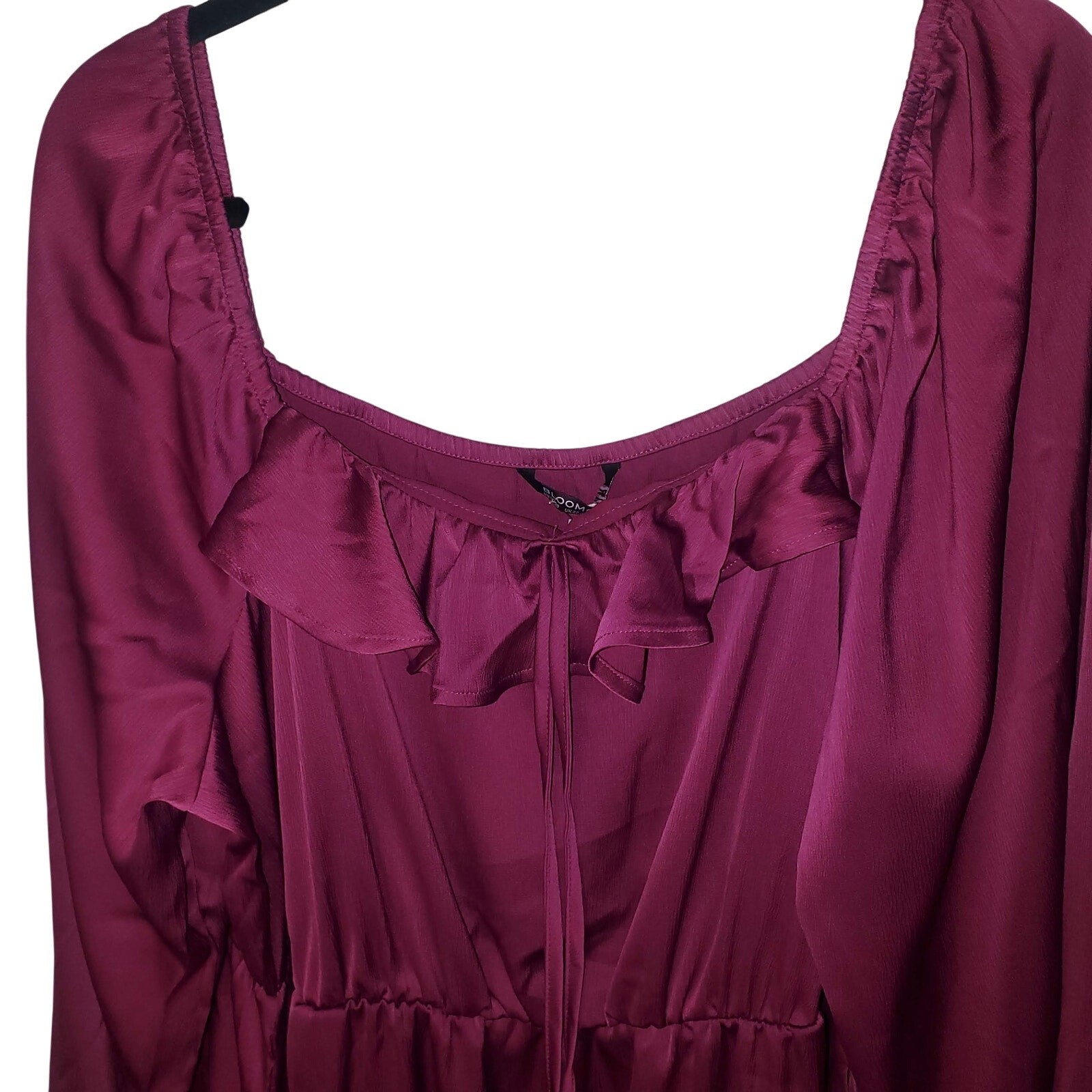 BloomChic Aubergine Purple Ruffle Neck Midi Dress Side Slit Plus 18/20 NWT