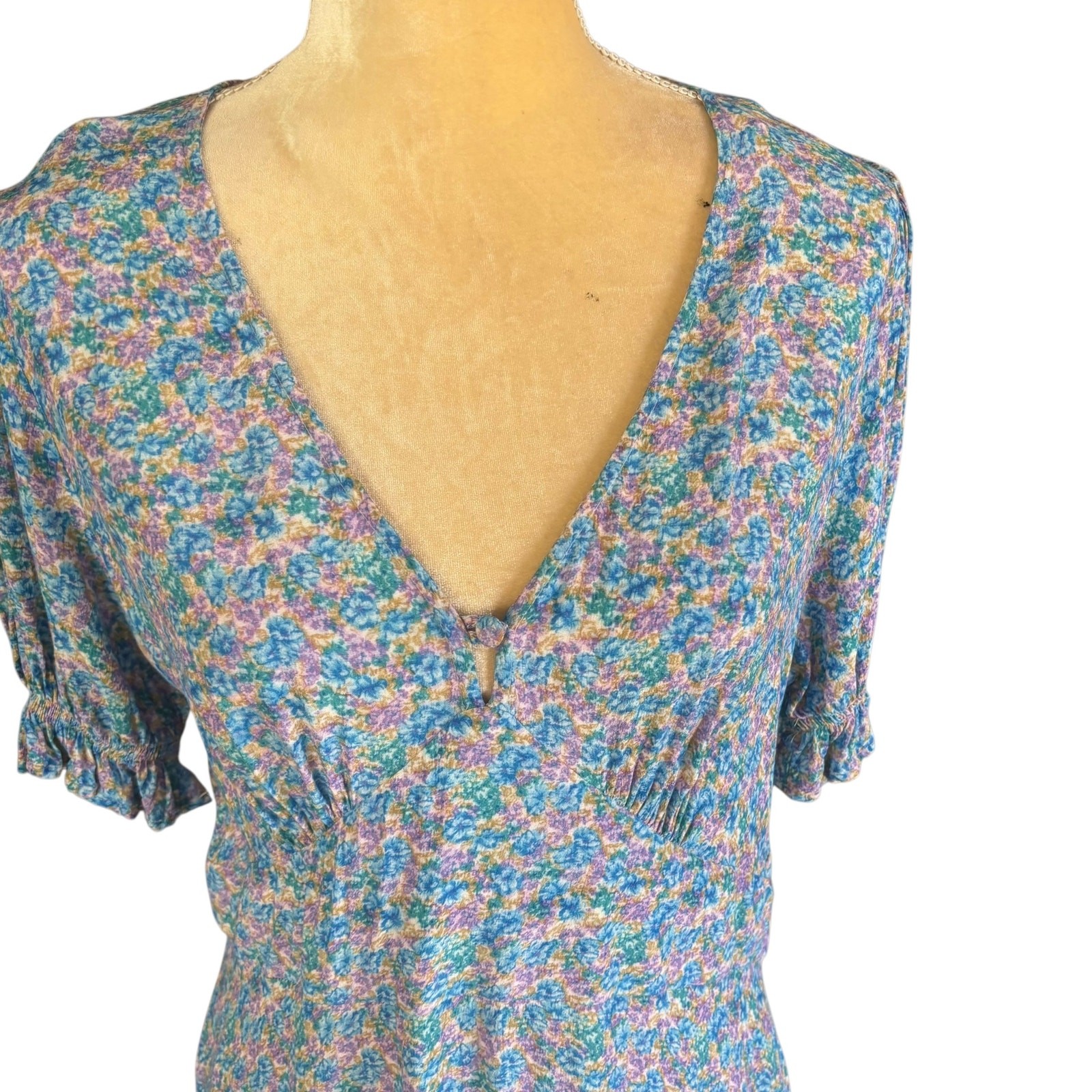 GHOST London Blue Floral Cottage Core Sundress Dress New Size Large