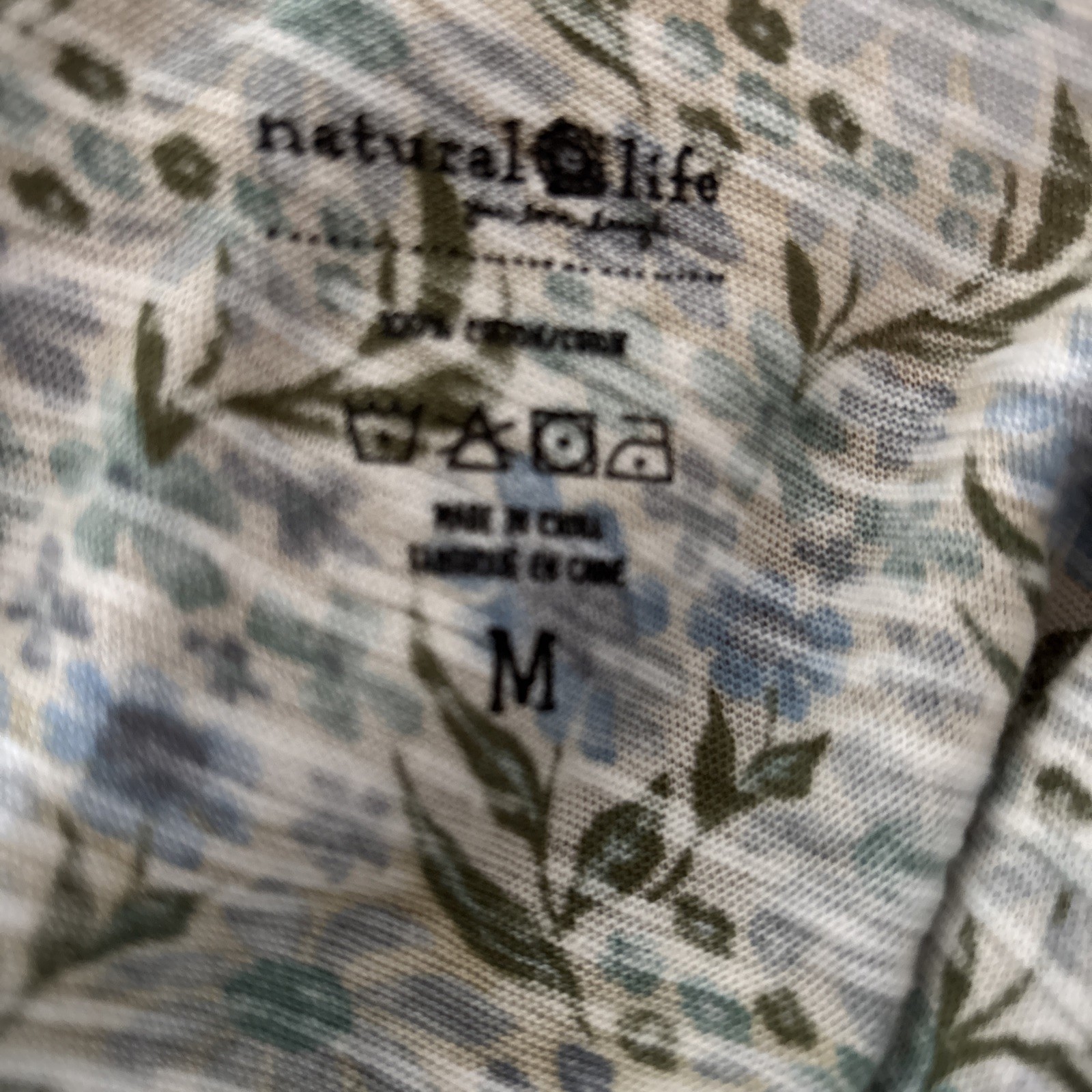 NWT Natural Life Frankie Knit Tee Mini Dress Cotton Slub Blue Green Floral M