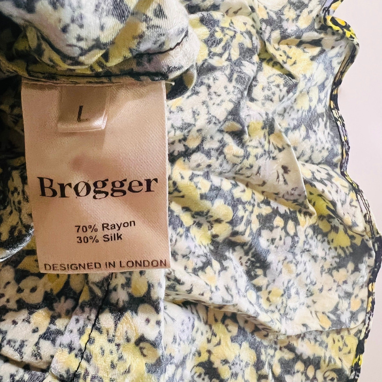 Brogger Nancy Silk Blend Floral Layered Long Sleeves Dress Size L Large