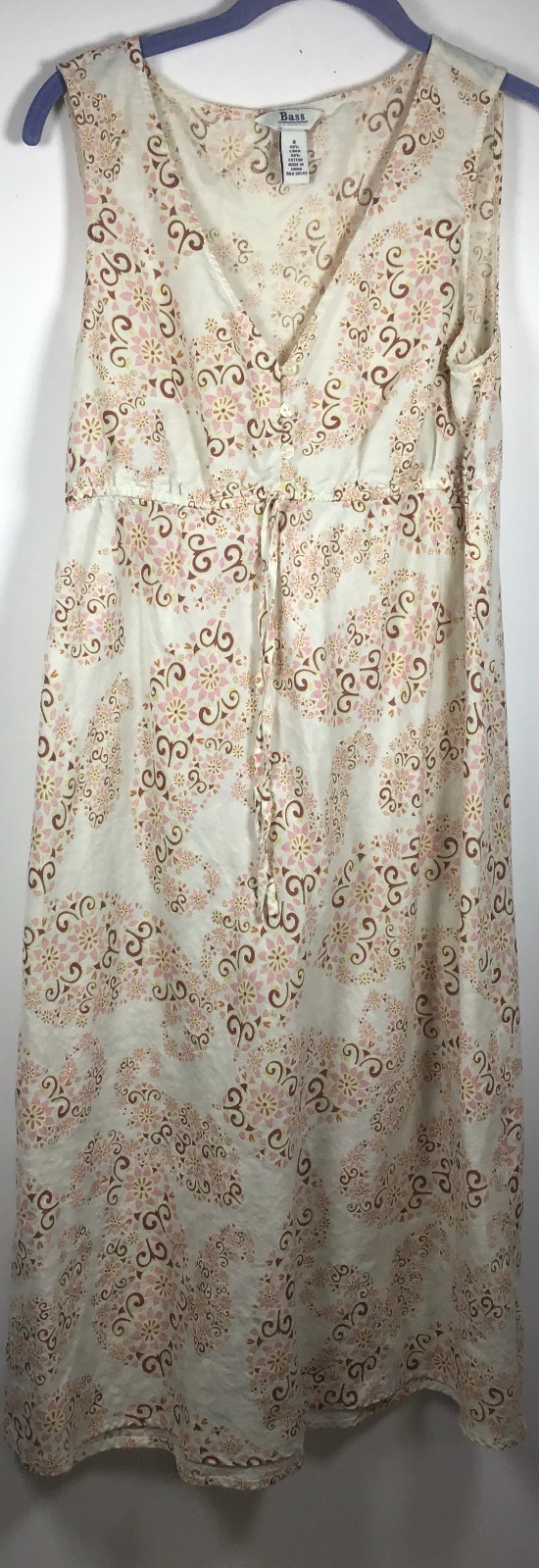 Bass Woman’s Size 8 Sleeveless Multicolor Pink Linen Blend Summer Dress