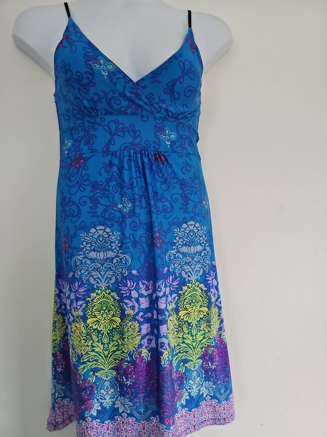 Lagaci Sundress Slip Dress Large Multicolor Floral Adjustable Spaghetti Straps