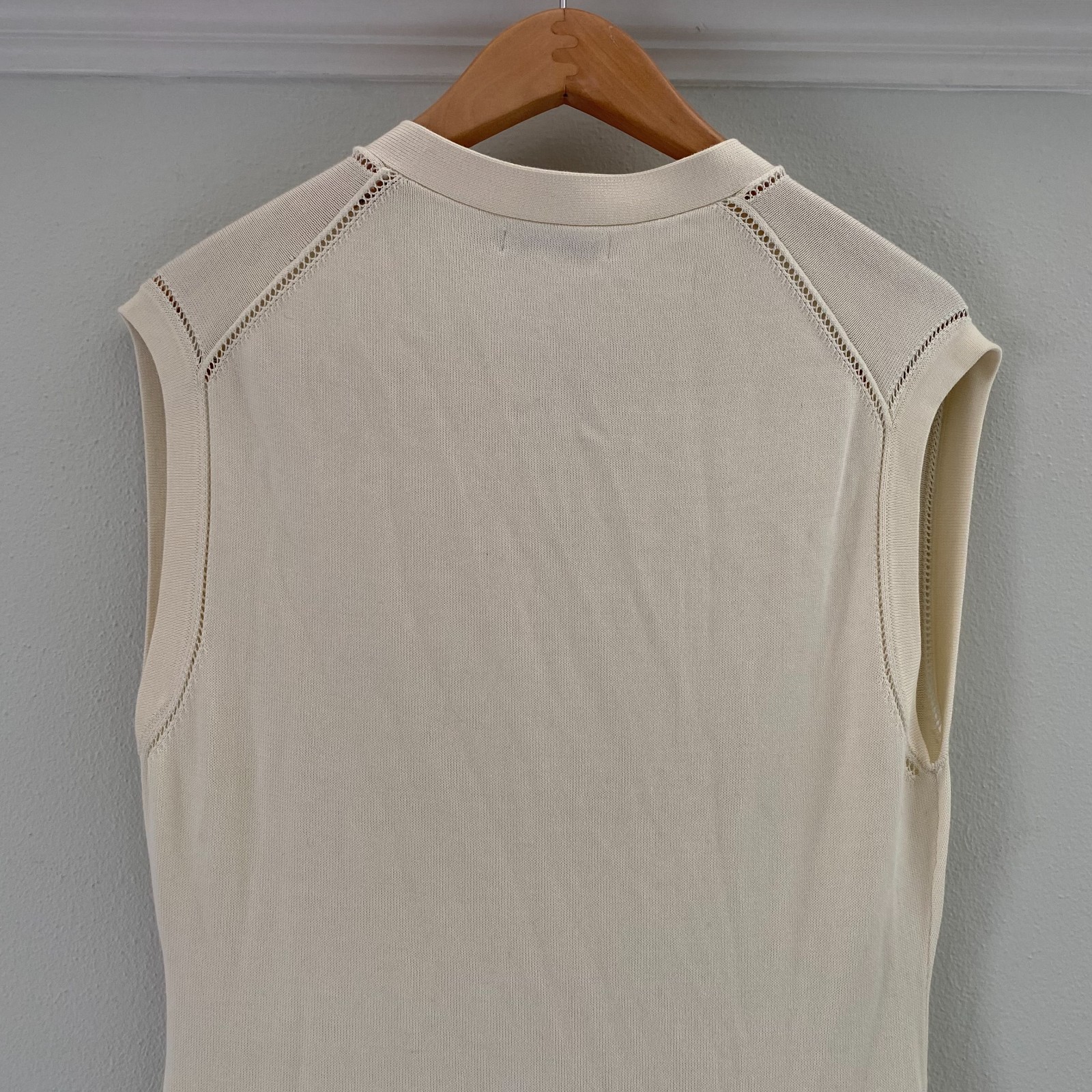 MM Lafleur Toula pointelle knit sweater Dress M Cardigan Button cotton silk