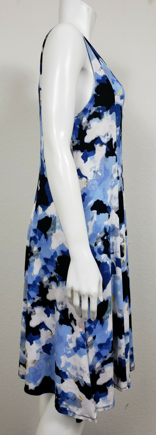 NEW Chelsea & Theodore Dress Size Large Sleeveless Tank Stretch Blue White Black