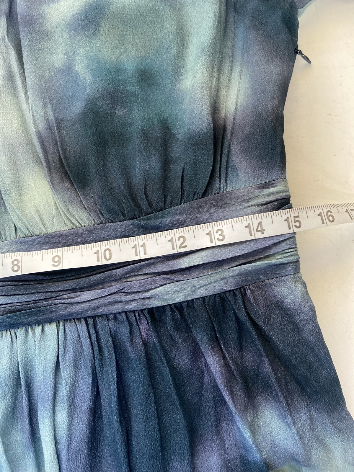 Fig & Basil Blue/Green Ombré/Dye Print Long Sleeve Dress 12 New