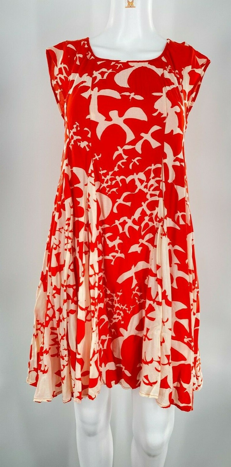 Maeve Anthropolgie Indiga Swing Short Dress Short Sleeves Orange White Dove XSm