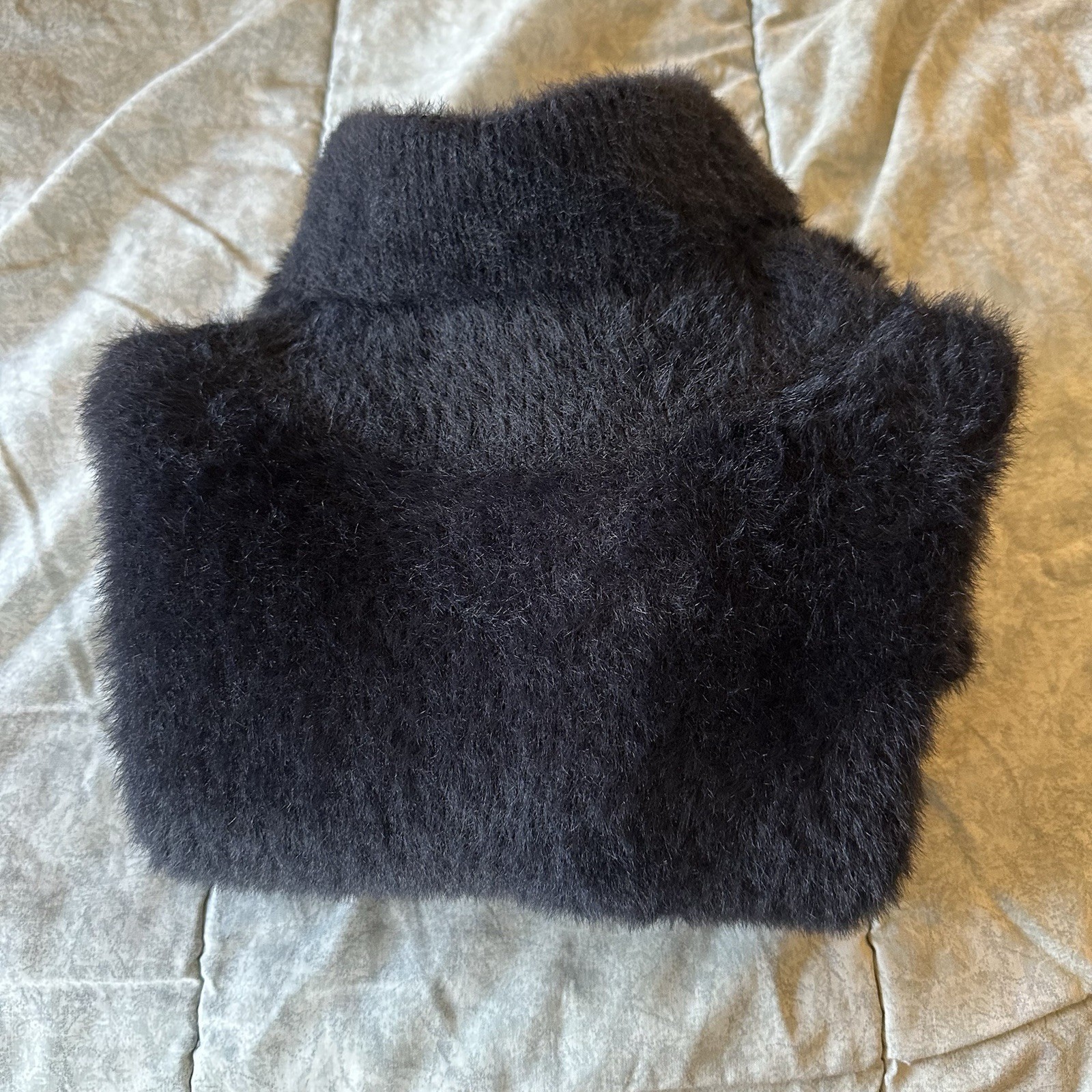 NEW &merci Womens Size Small Black FUZZY Turtleneck Dress WARM Boutique Store