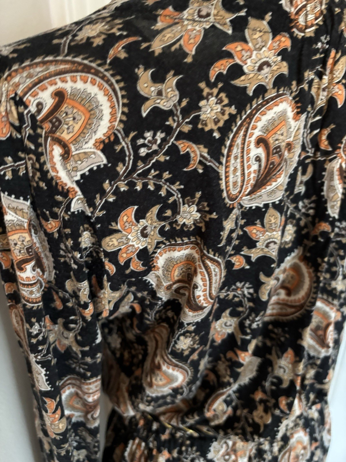 MNG Collection Paisley Viscose Midi Dress Button Front Rope Belt UK 10‑12 Boho
