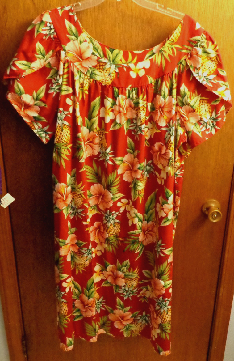 Puanani Hawaiian Tropical Floral Hibiscus MuuMuu Lounge Dress Women 2xl 56″chest