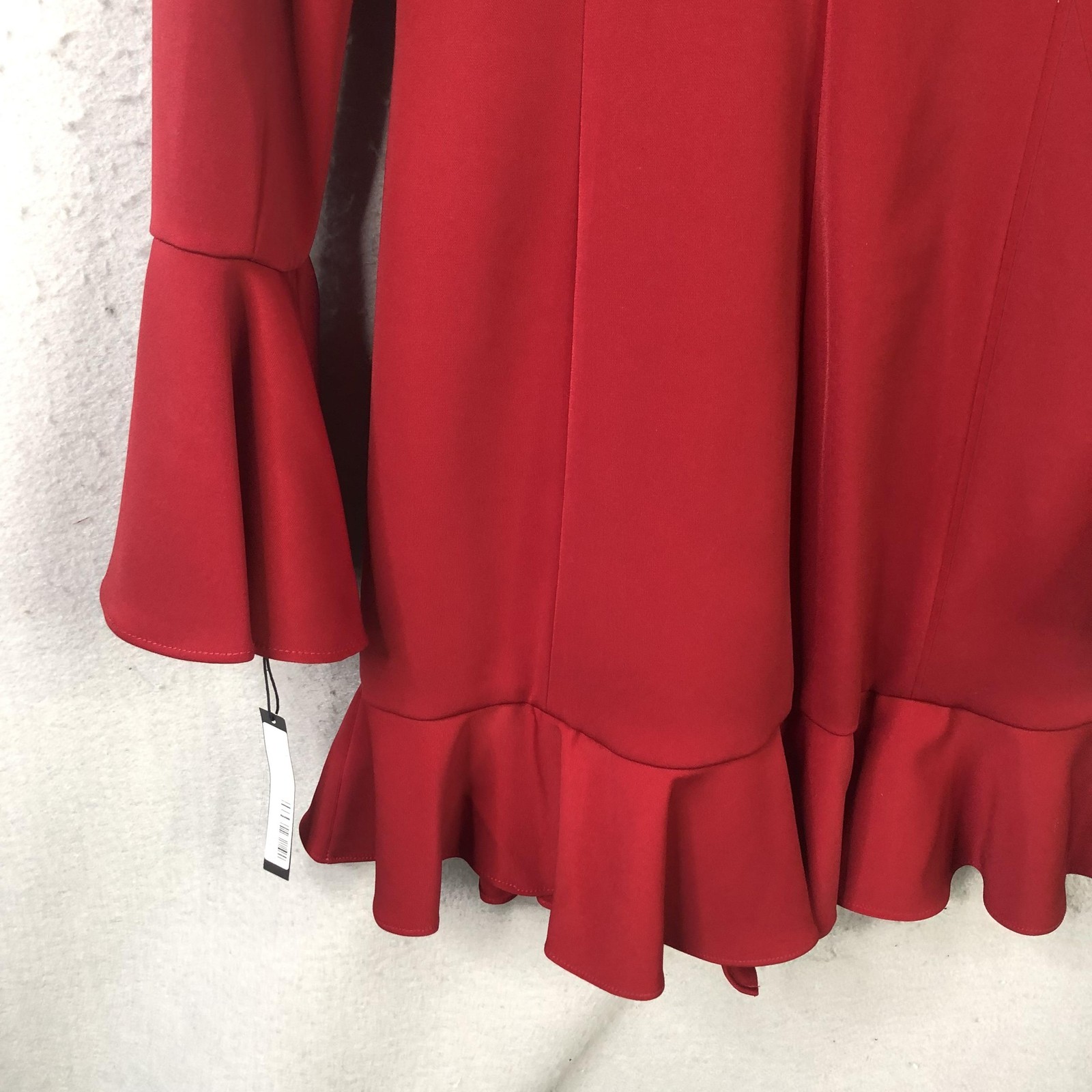 Issue New York Dress Womens M Red Ruffle Jacket Mini Long Sleeve Party Cocktail