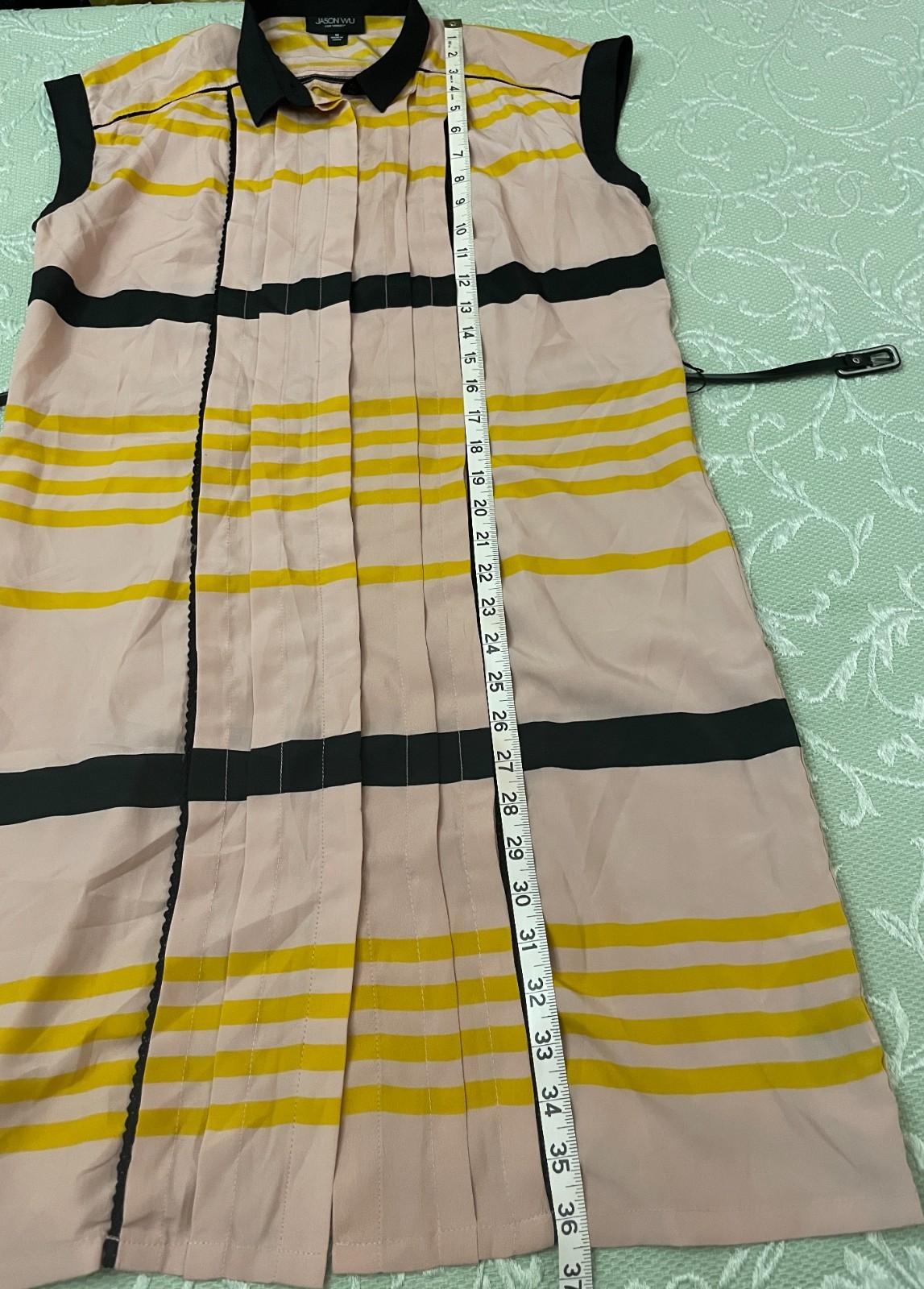 Jason Wu For Target Pleated Shift Mini Dress Women’s M Striped Collared Belted