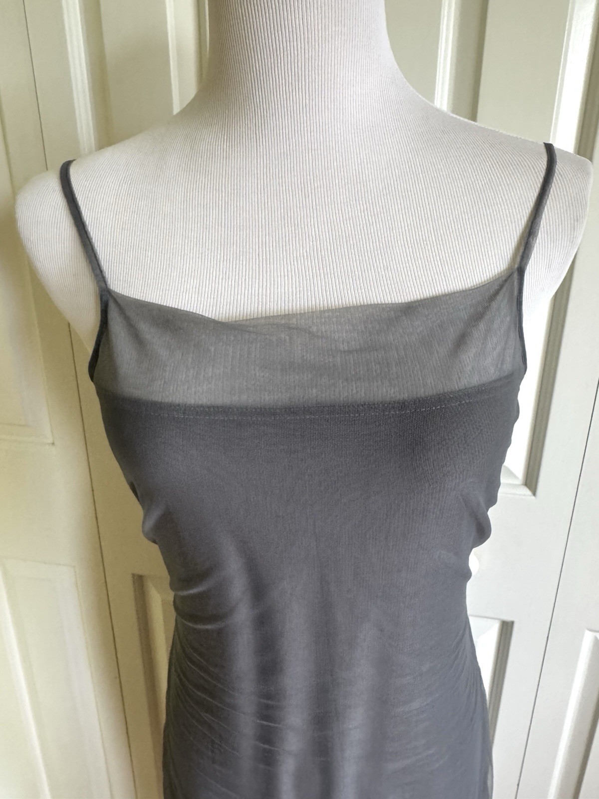 TONI GARD Gray Mesh Slip Dress M