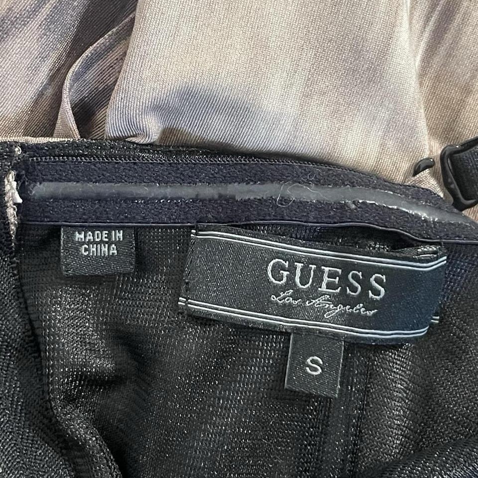 Guess Los Angeles beige and espresso, ruched bodycon mini dress size Small