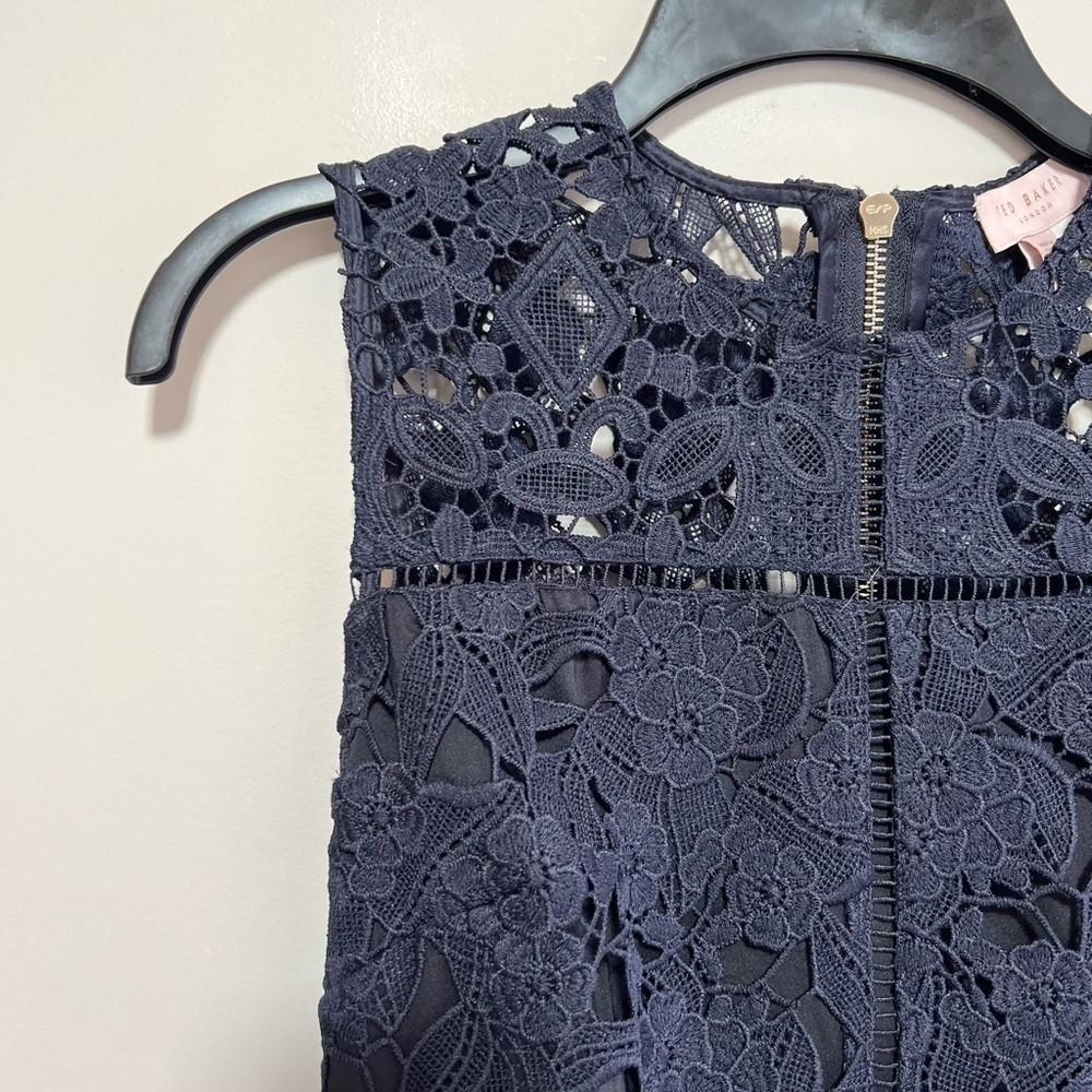 Ted Baker Primrose Sleeveless Lace A-Line Dress in Navy Blue, size 0