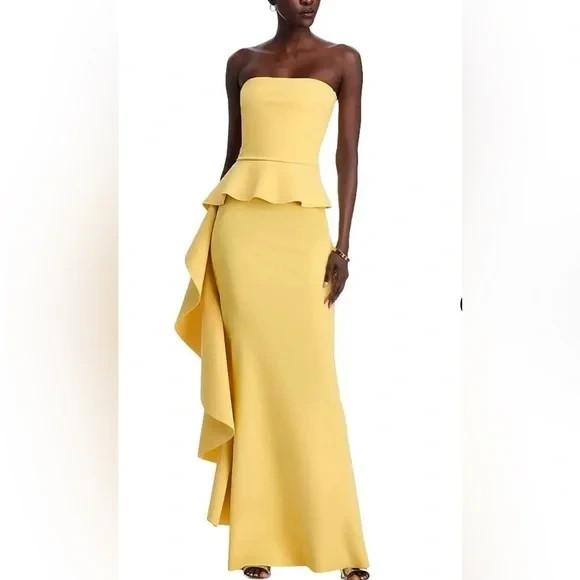 Chiara Boni La Petite Robe Soleil Eliska Ruffle Strapless Gown Size 10 $1090