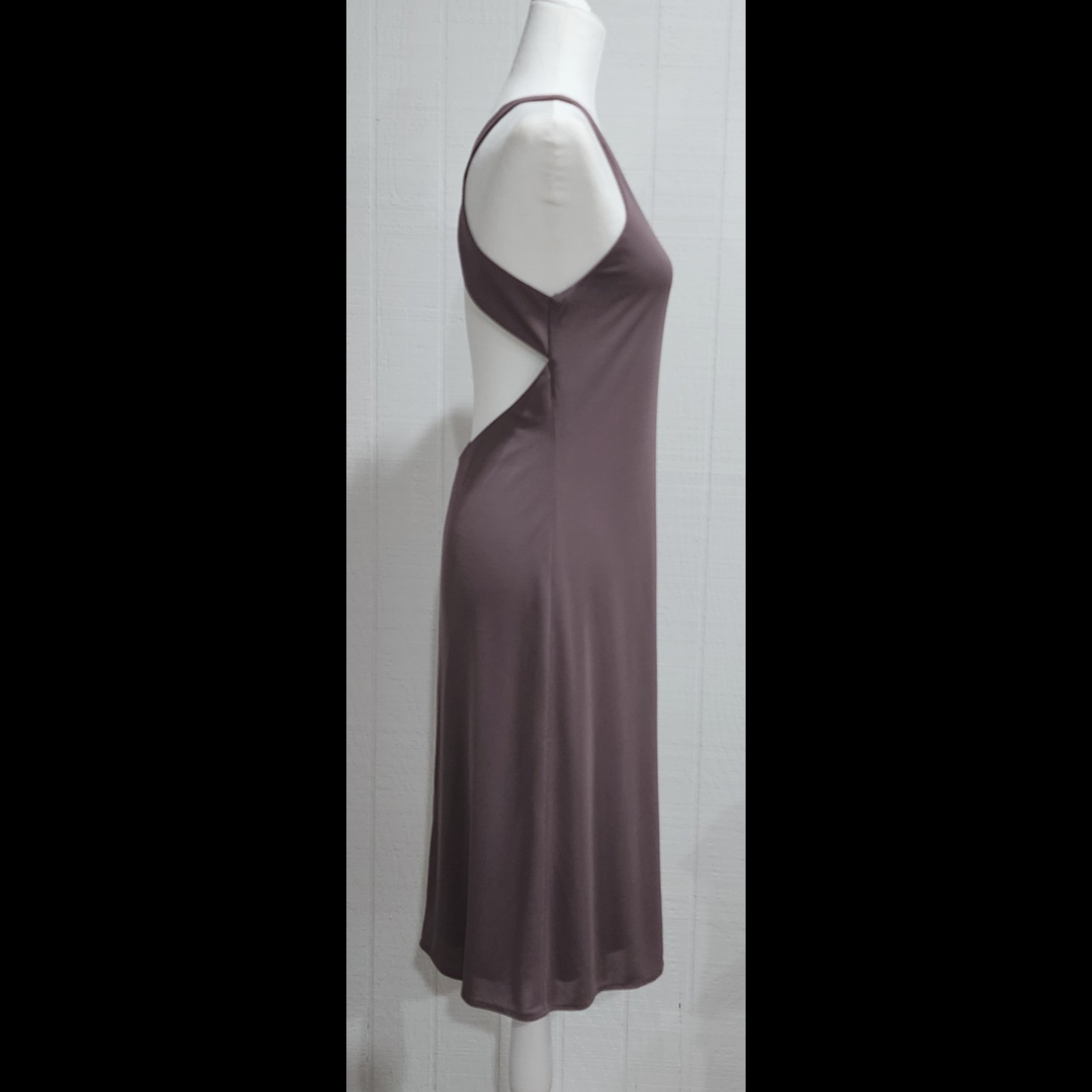 Laundry Shelli Segal Dress Size 12 Taupe Criss Cross Open Back Pullover Lined
