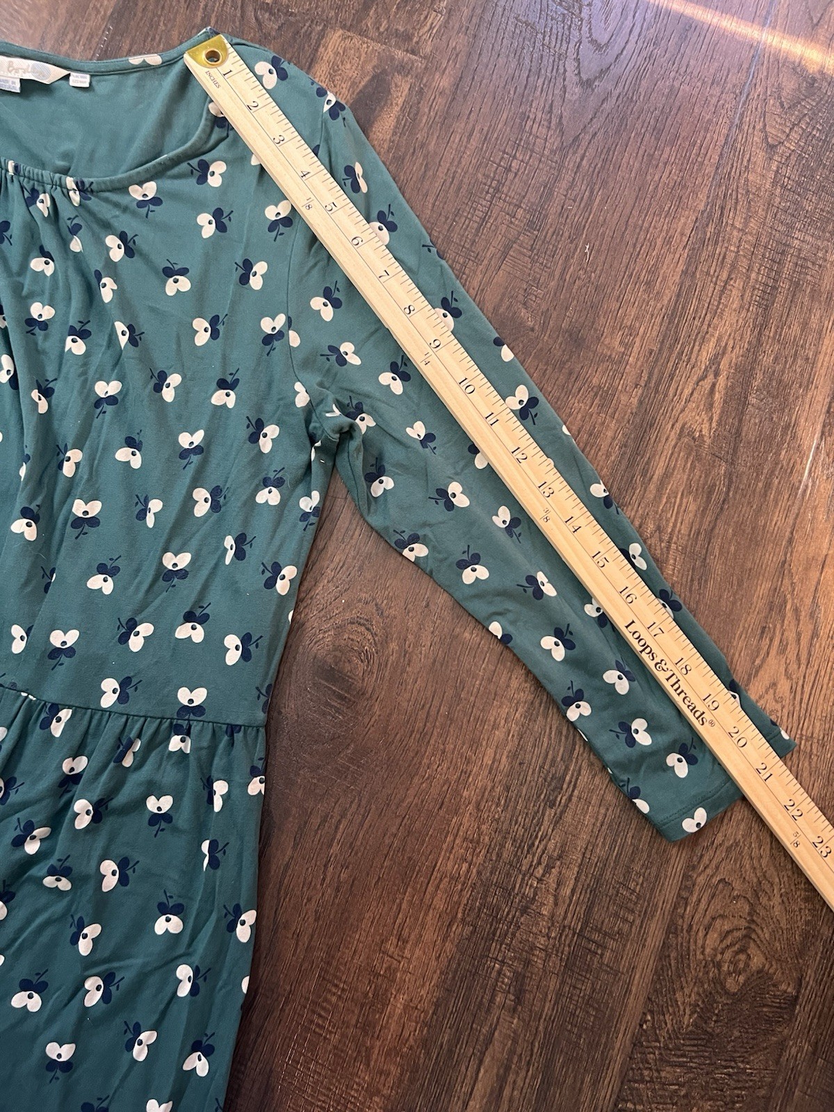 Boden Pimlico Green Floral Print Jersey Knit Casual Dress 14 Tradwife Modest