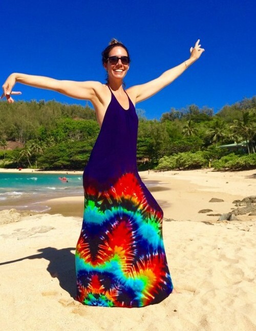Moloaa Mama Kauai Hand Dyed Dress Multicolor Over the rainbow Size S #C2