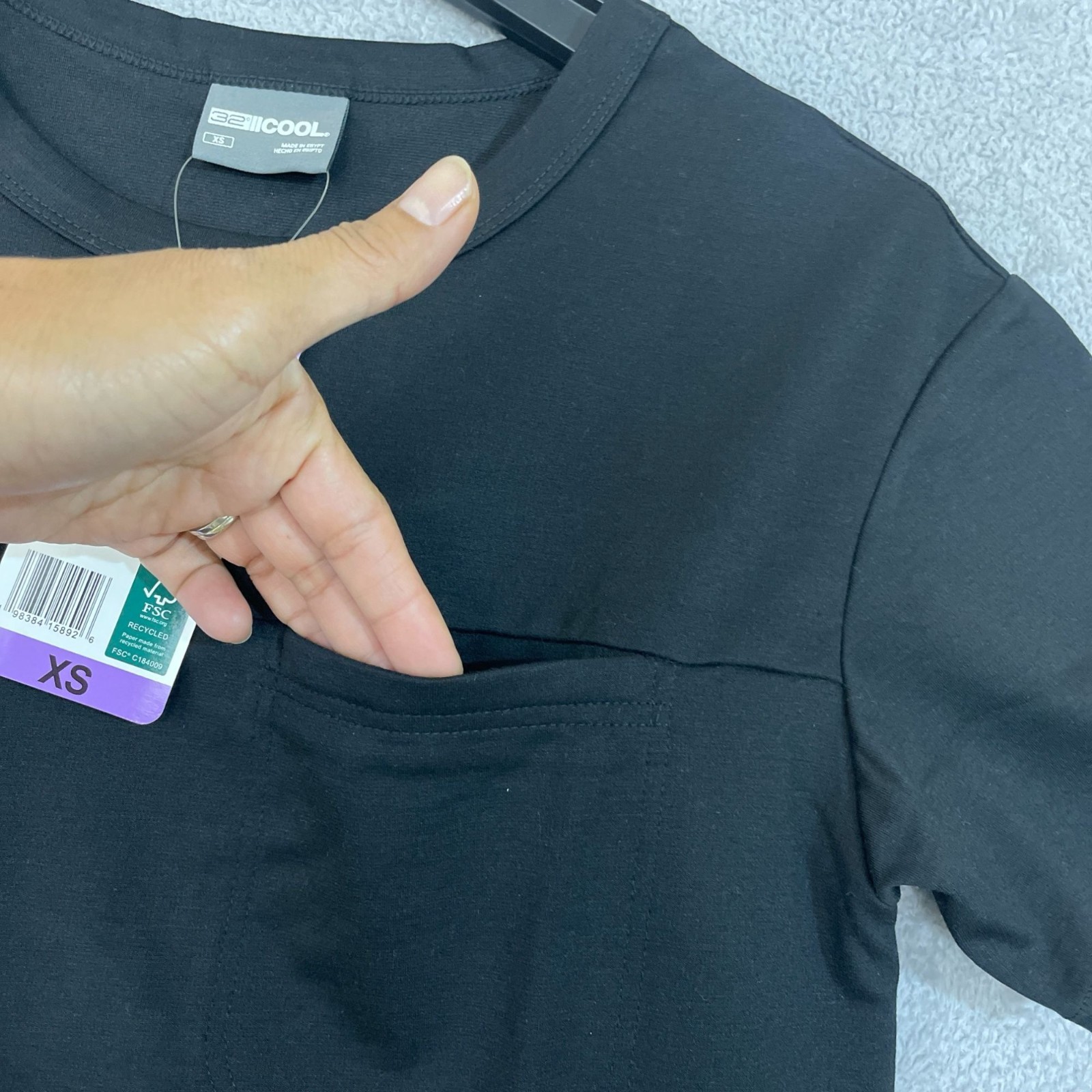 NWT 32 Degrees Cool Women’s XS Black Short Sleeve Pocket Shirt Dress B1408