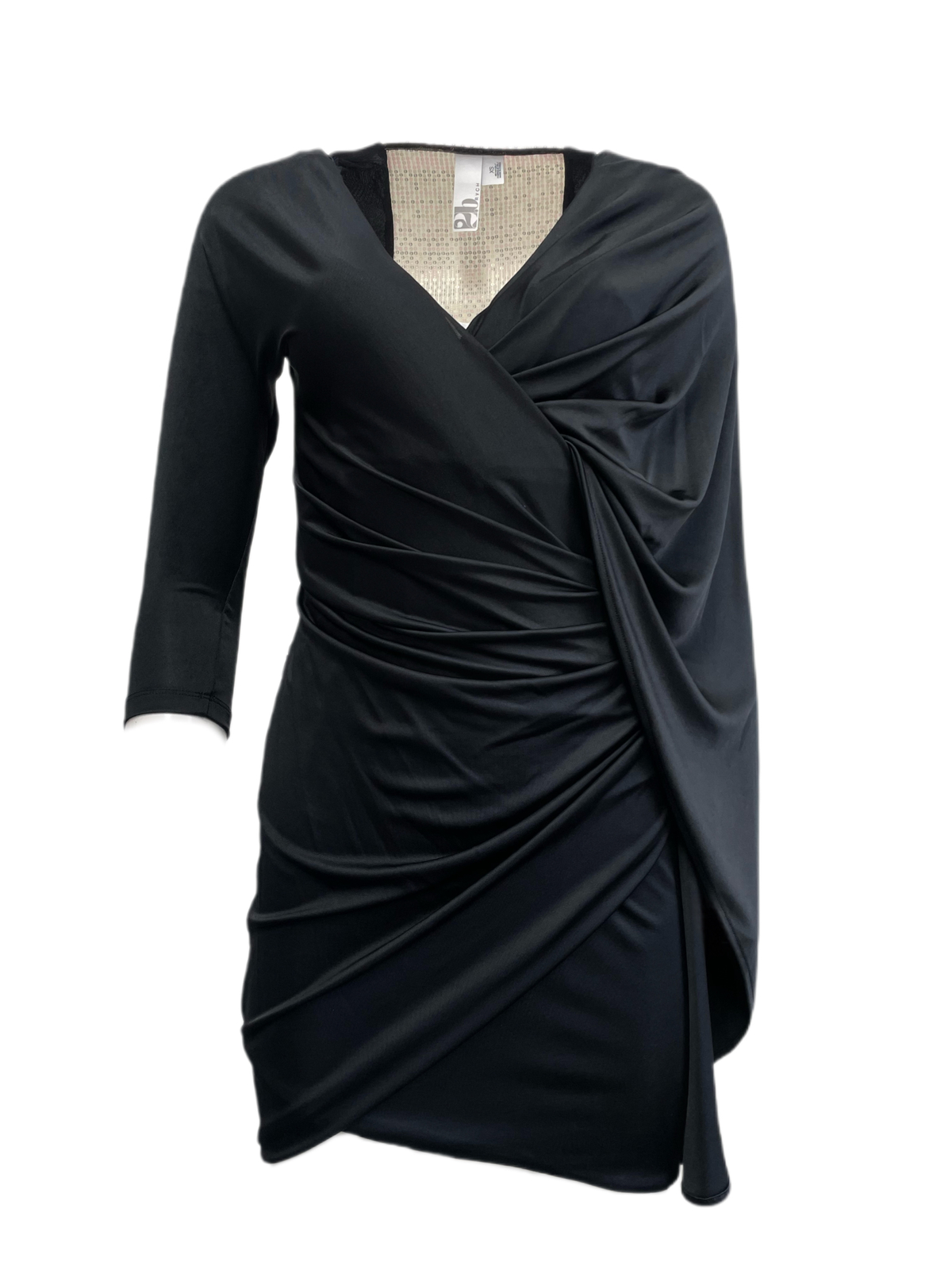 2b.RYCH Women’s Black Sequin Adorned Ruched Dress 30188 Sz Extra Small $129 NEW