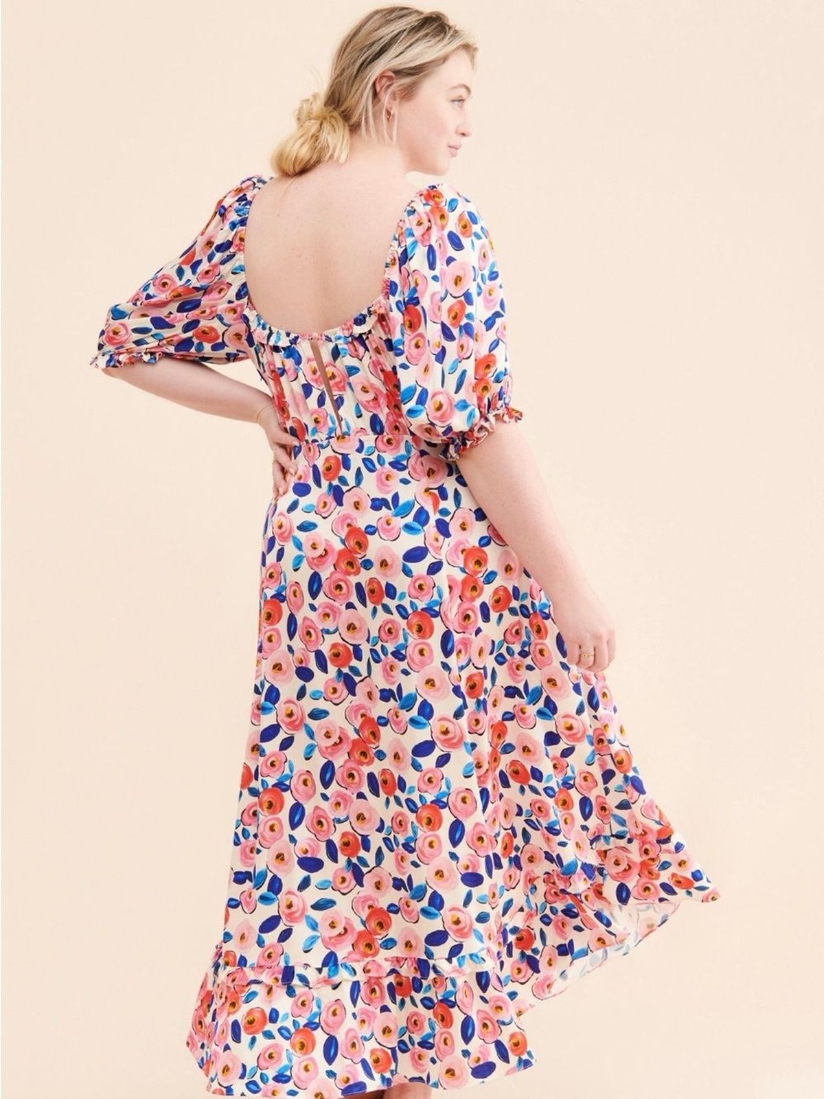For Love & Lemons Floral Dress- Size 2X- Pink Blue & White- Plus Size Maxi Dress