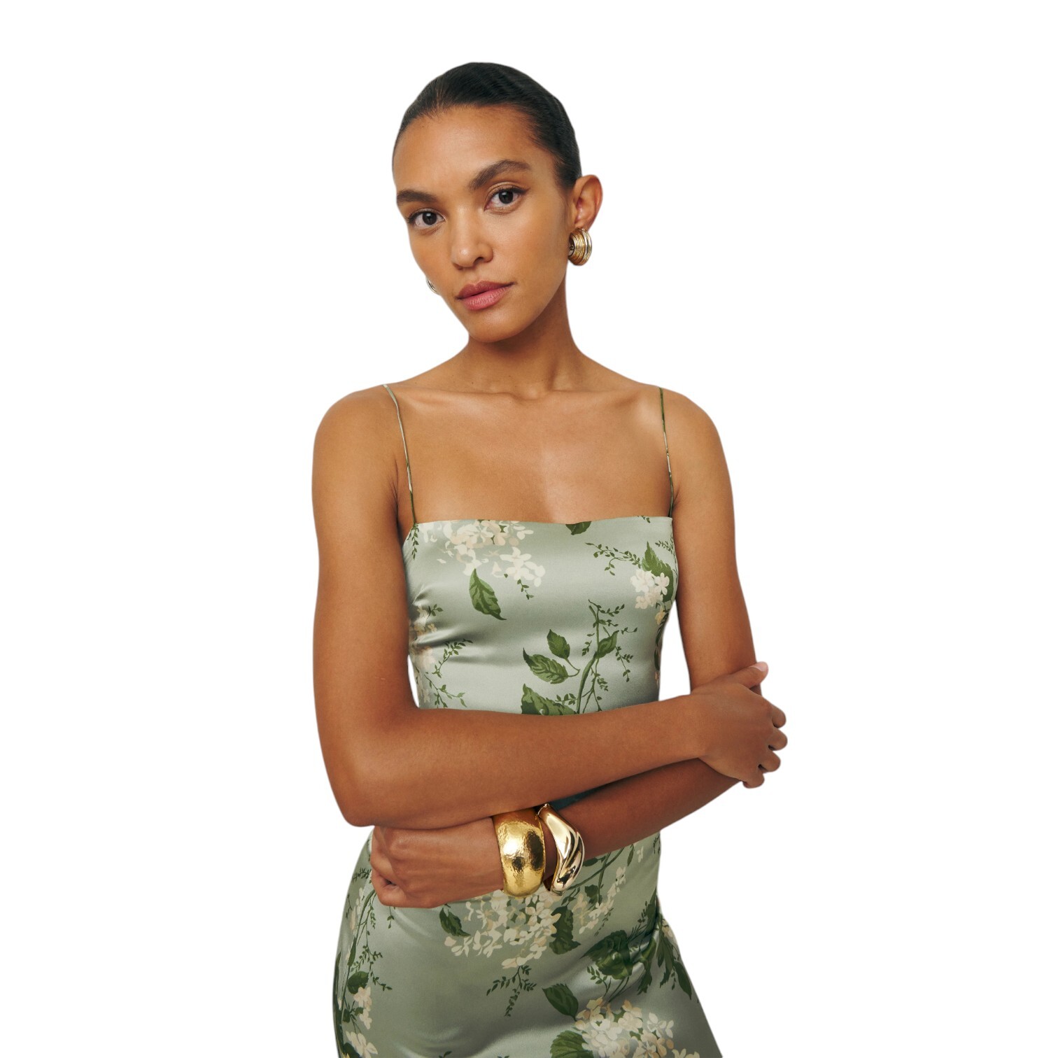 Reformation Frankie Silk Dress Tea Garden