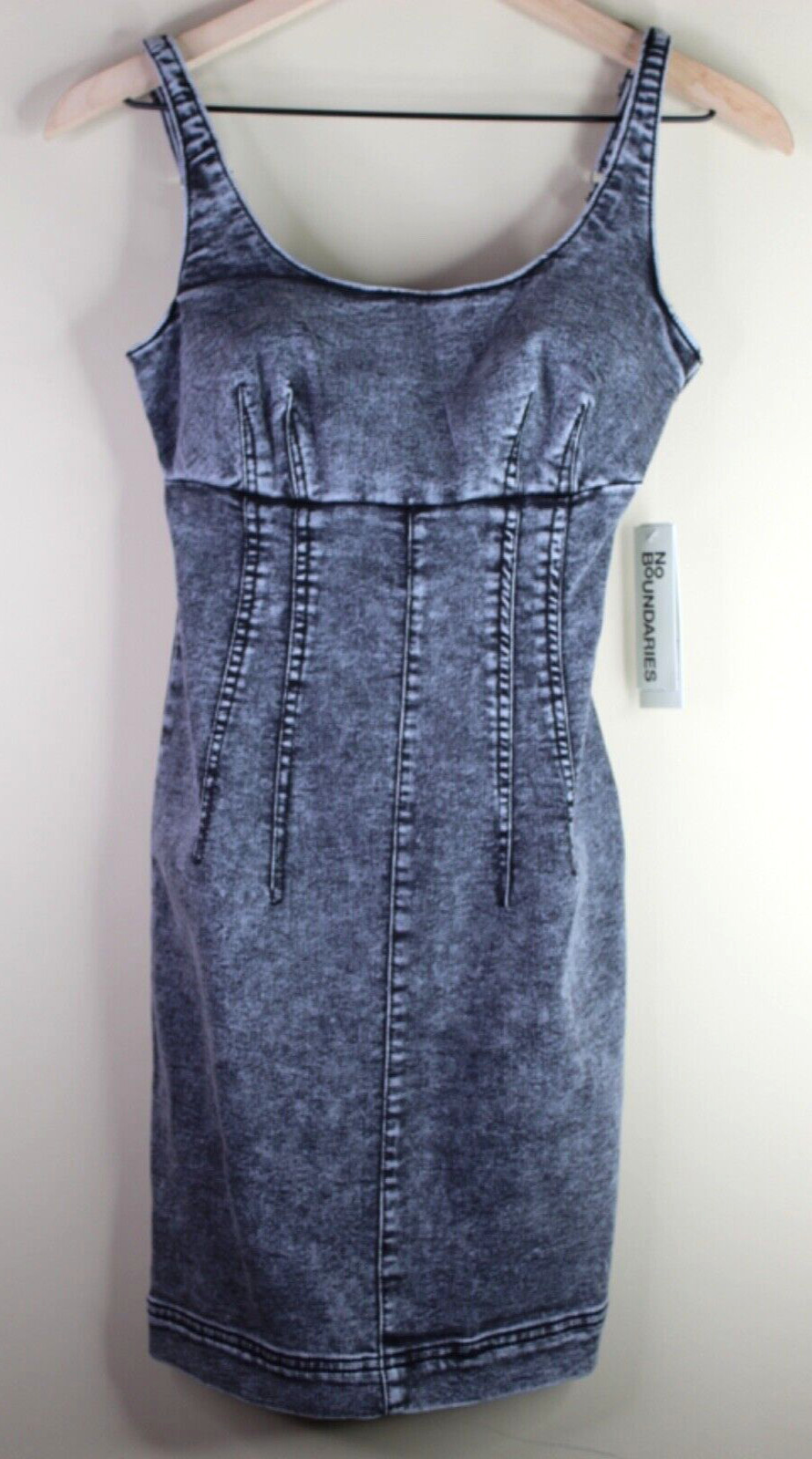 No Boundaries Scoop Grey Wash Mini Dress Adjustable Straps Size XXS (00)