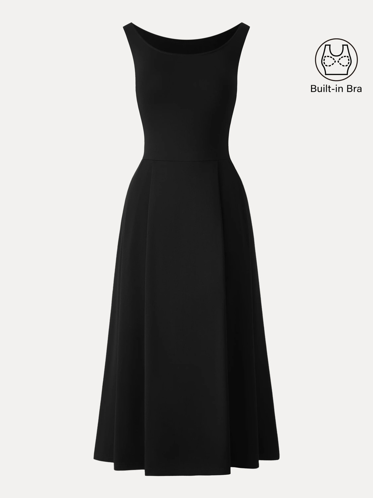 Best Seller OGL Balletic Scoop Neck Midi Bra Dress with Pockets