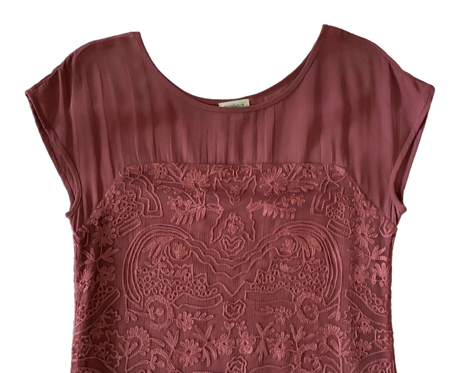Sundance Lillian Rose Pink Dress Embroidered Soutache Lace Boho Shift S