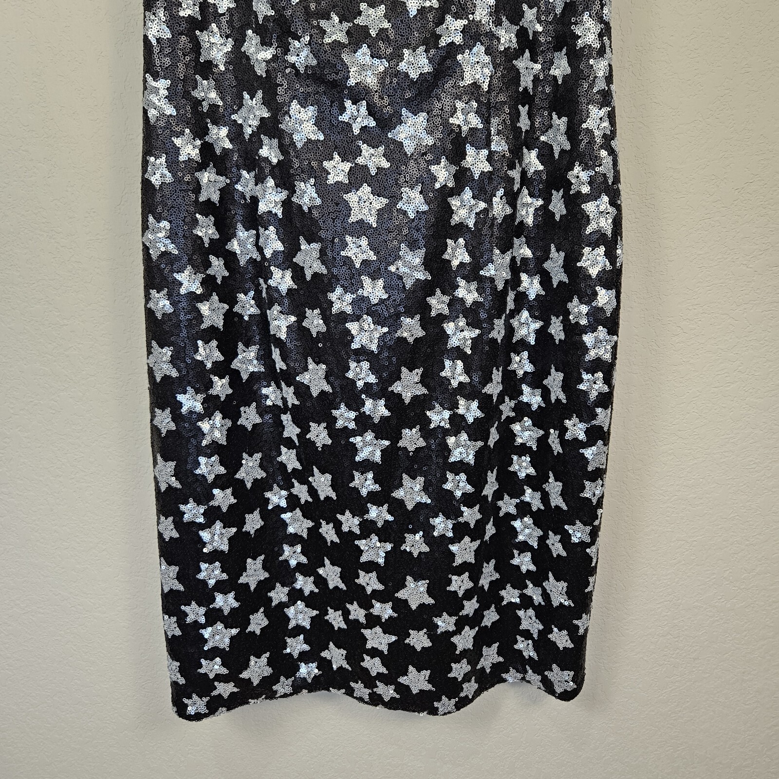Black Halo Amorie Sequin Dress 12 Starry Night Party Mini Cocktail Black Silver