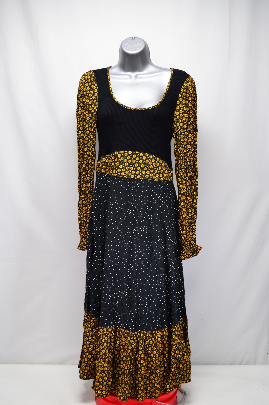 NWT Opening Ceremony Mixed Media Long Sleeve Dress Goldenrod Multi Small