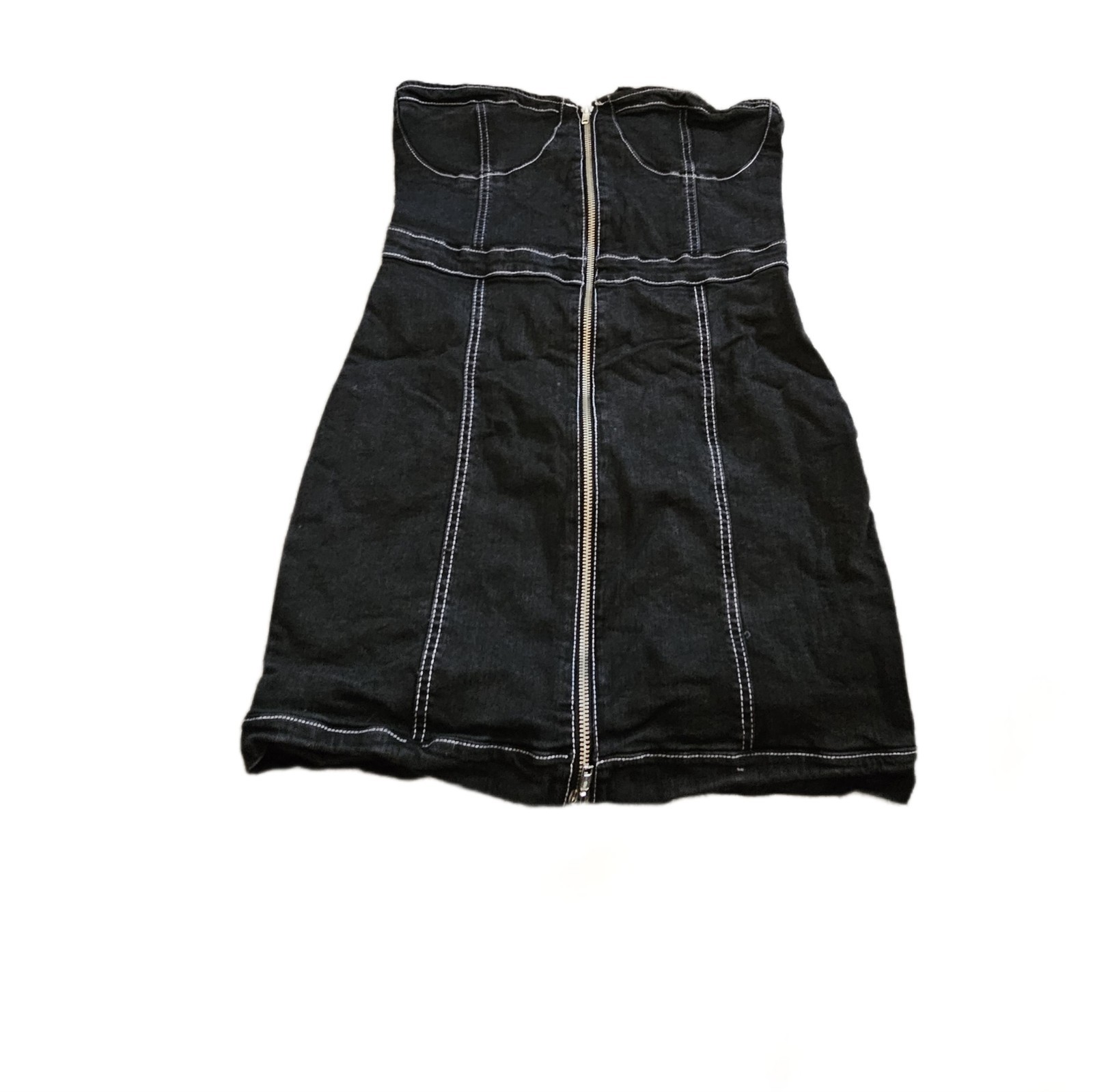 Womens Black Denim Dress Size-10 Used Good-Condition