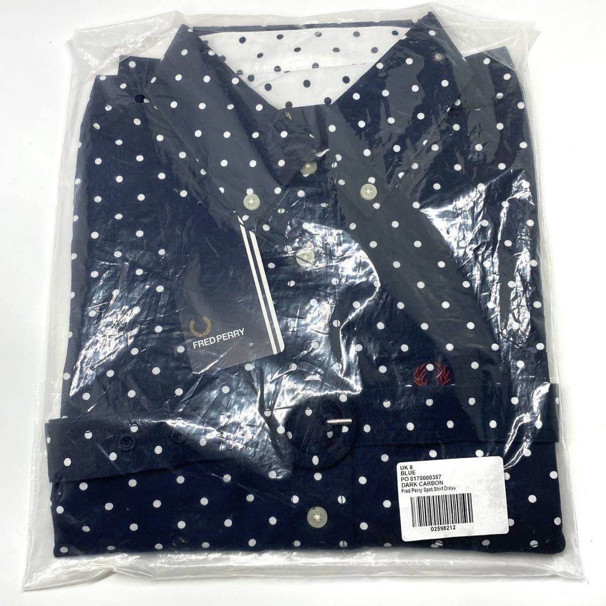 FRED PERRY Fred Perry Dot Pattern Shirt Dress UK8 Short Sleeve
