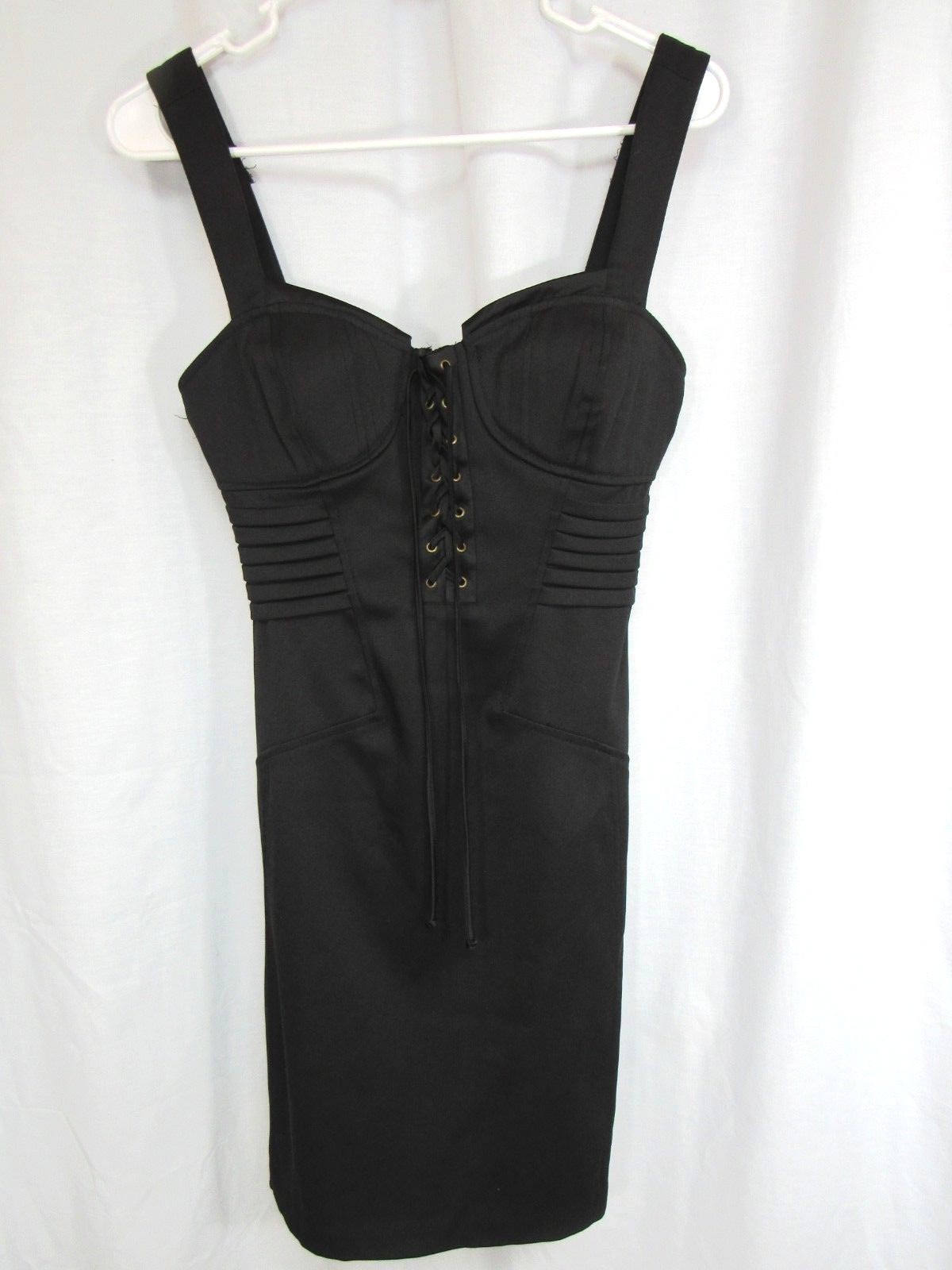 XOXO Dress Sz 1/2 Black Back Zipper Lace Front Padded Bra Little Black Dress